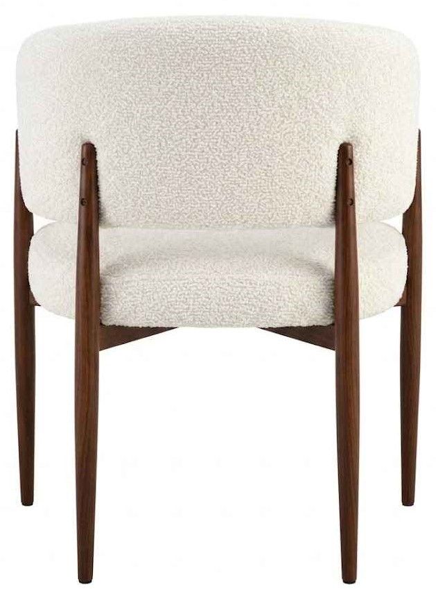 Chaise de salle à manger design revêtement en tissu beige et pieds en acier effet noyer L.65 x P.54 x H.78 cm collection LOTUS