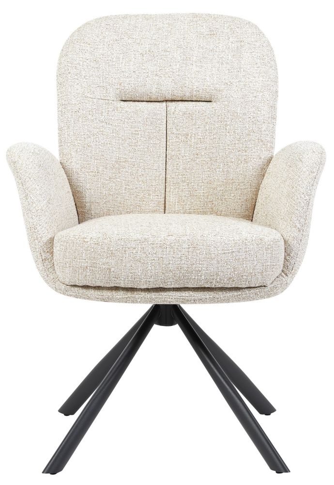 Chaise de salle à manger design revêtement en tissu beige et pieds en acier noir L 66 x P 67 x H 96 cm collection MINHO