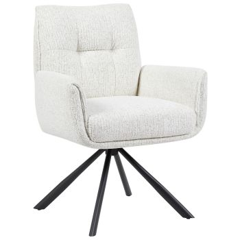 Chaise de salle à manger design revêtement en tissu beige et pieds en acier noir L 62 x P 66 x H 90 cm collection SUZY