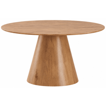 Table de salle à manger ronde design en MDF coloris chêne D.120 x H.76 cm collection MARAIS